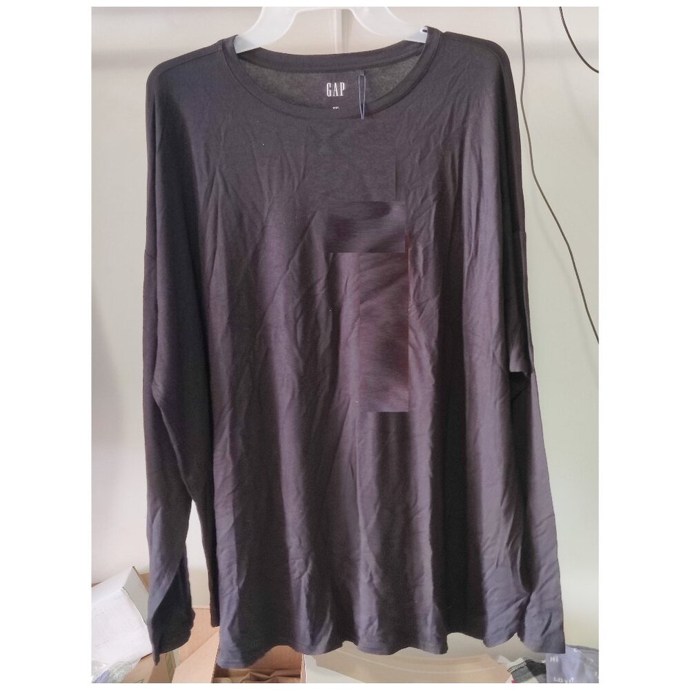 NWoT Gap Women's Drop Shoulder Long Sleeve T-Shirt Black Size S $50 4C631